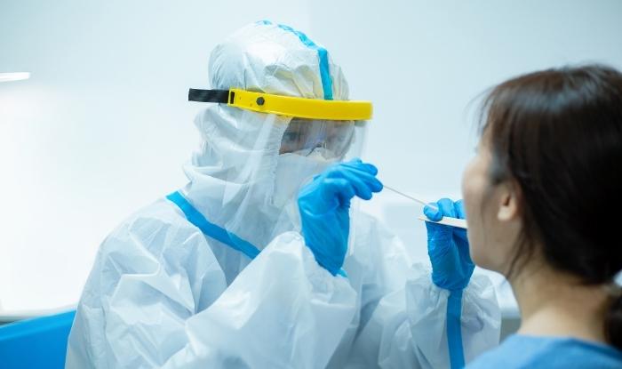 Coronavirus test. Medical worker taking a swab for coronavirus sample.